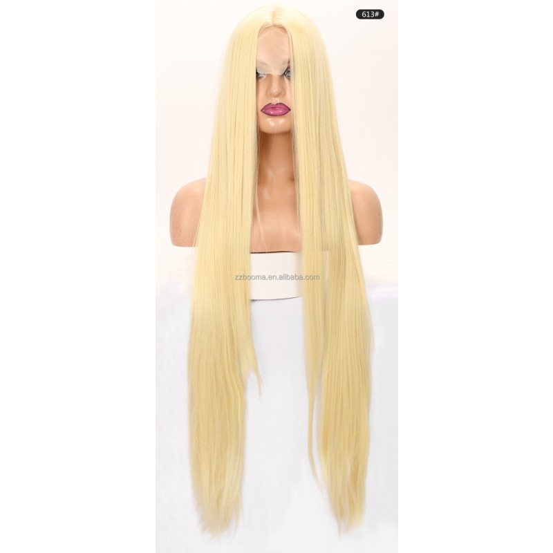 Synthetic Hair Wigs Supplier - Xuchang Middle Part 40 Inch Bone Straight Vietnam Wig Long Straight Lace Front