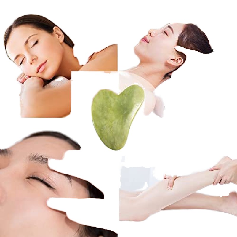 GuaSha Tool Factory - Best Selling 2024 Real Green Jade Heart-Shaped Crystal Face Roller