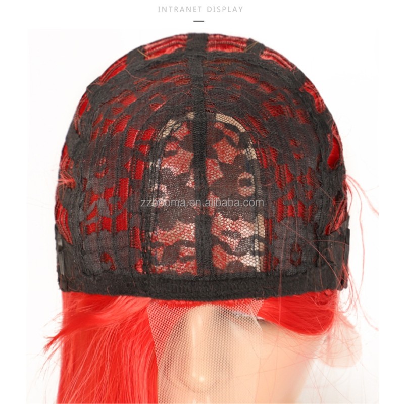 Synthetic Lace Front Wig Factory - Long Silky Straight Copper Red Futura Fiber Hair 13x4inch Heat Resistant