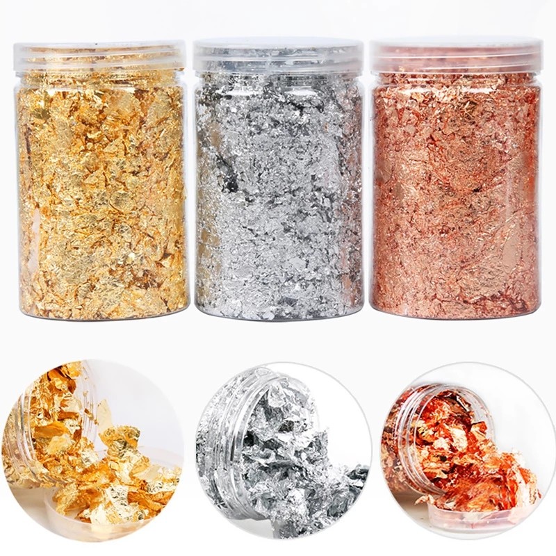 Foil Leaf Flakes Supplier - 3G Imitative Gold Silver Copper for Nail Art DIY Crafts Beauty Glitter