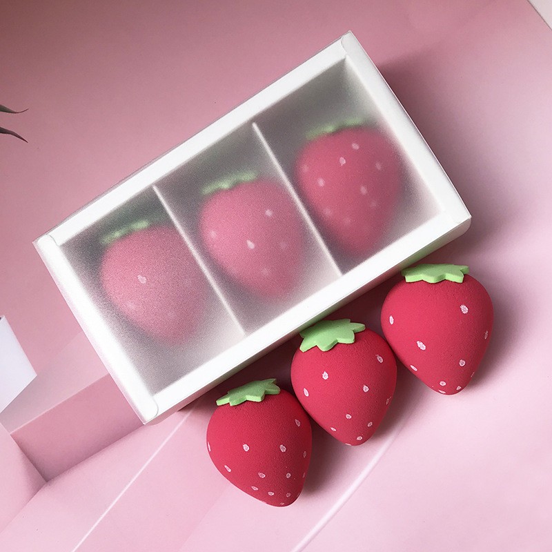 Fruit Makeup Sponge Set Manufacturer - 3 Pieces Lemon Avocado Strawberry Latex Free Sponge Set with Box