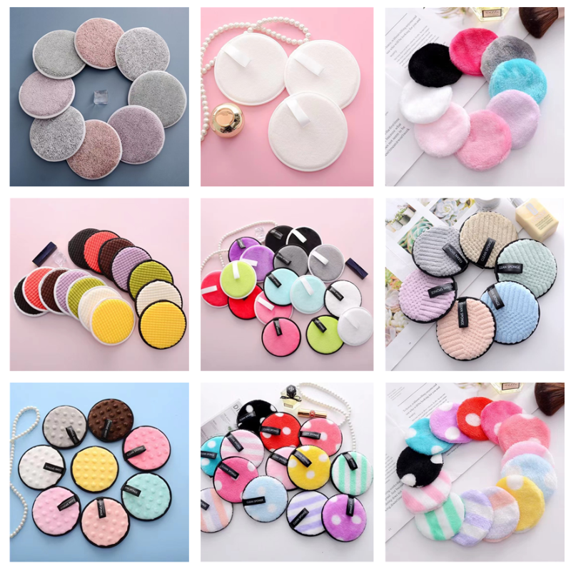 Washable Makeup Pads Supplier - Reusable Rounds Soft Facial Cleaning Puffs Towels Double-Side