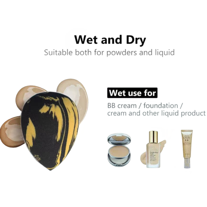 Marble Beauty Sponge Manufacturer - Vegan Latex Free Black Gold Mixed Color Super Soft Blender