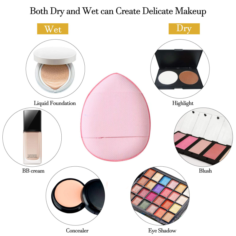 Finger Powder Puff Supplier - Mini Finger Puff Non Latex Water Drop Sponge with Glitter Bag