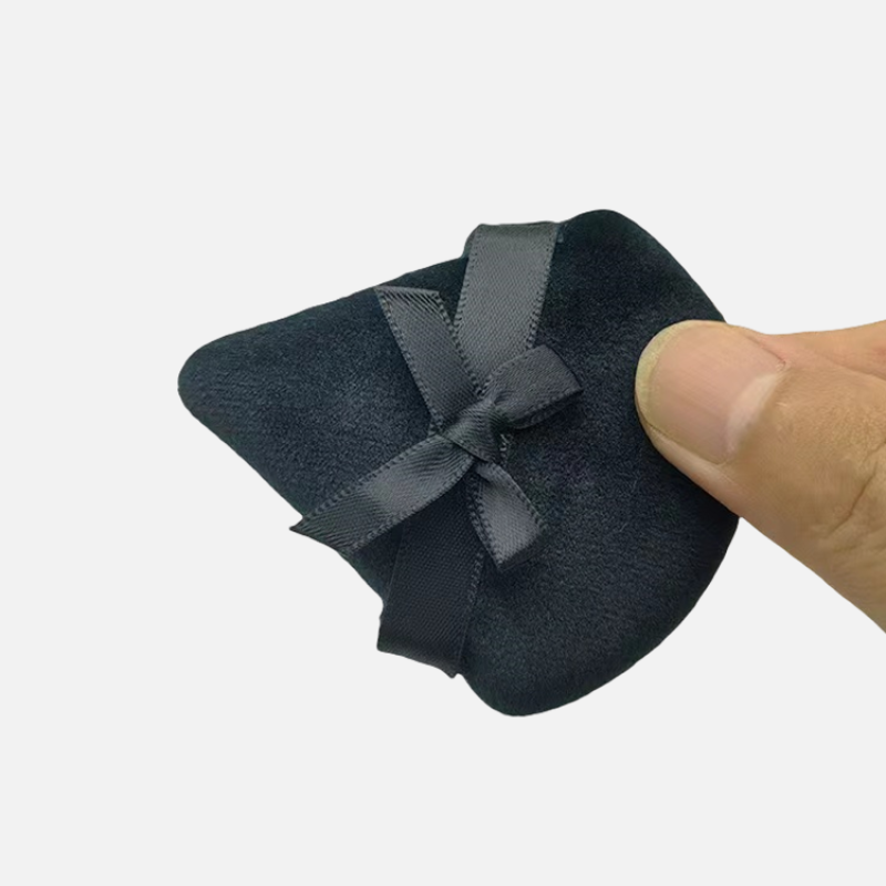 Triangle Powder Puff Supplier - Pink Cue Triangle Ultra Soft Washable Black Velour Face Puff