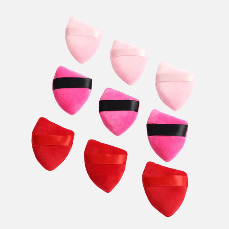 Powder Puff Factory - Triangle Black Pink Gray Beige Soft Velvet Cosmetic Puffs