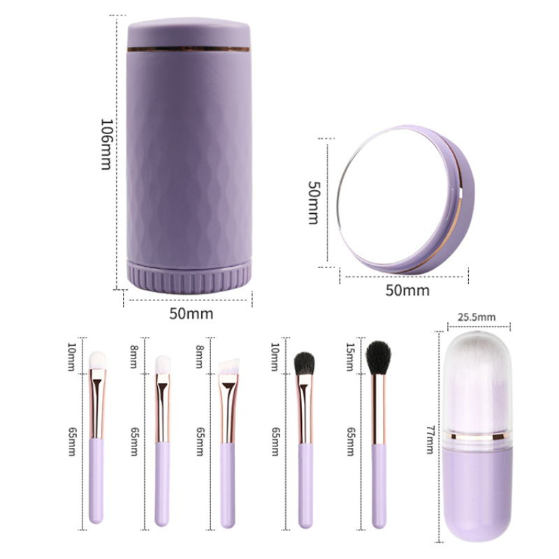 Mirror Makeup Brushes Factory - Portable Mini with Mirror Travel Mini Makeup Brush Set