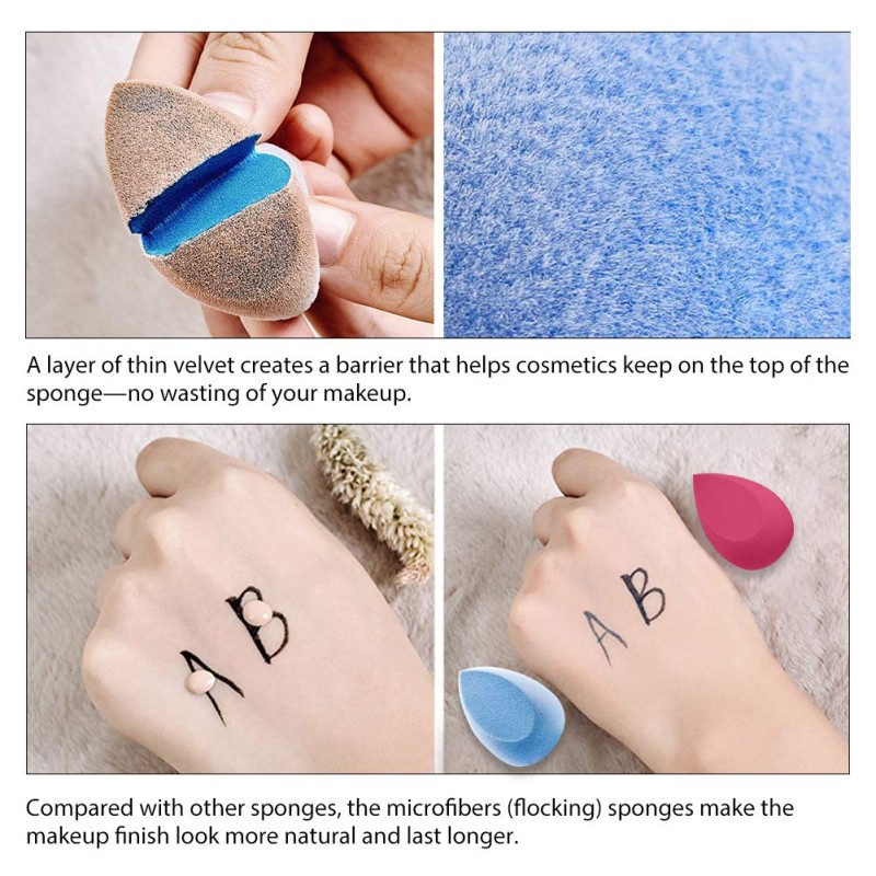 Microfiber Makeup Sponge Manufacturer - Custom Laser Logo Latex Free Super Soft Velour Microfiber