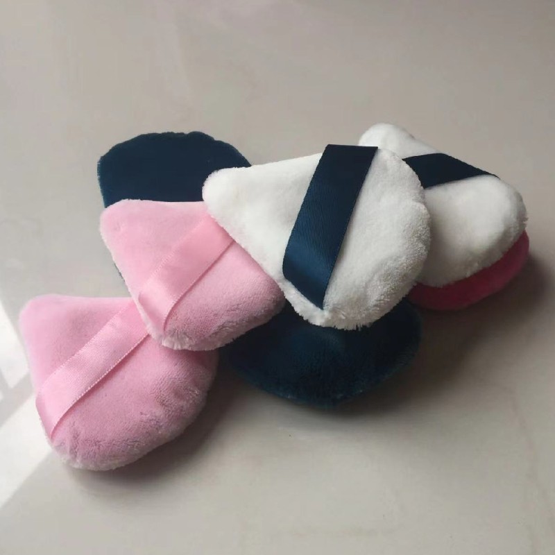 Triangle Powder Puff Manufacturer - High Quality Standing Velvet Pink Loose Powder Puff Soft