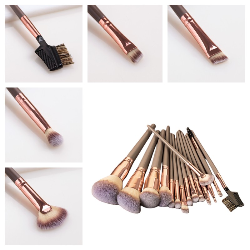 Vegan Makeup Brushes Manufacturer - Wholesale 15 Pcs Vegan High Quality Black Makeup Brush Set