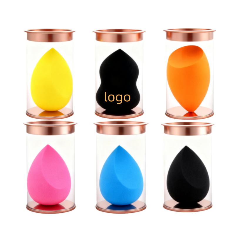 Rose Gold Packaging Supplier - Private Label Cylinder Packaging with Latex Free Makeup Sponge
