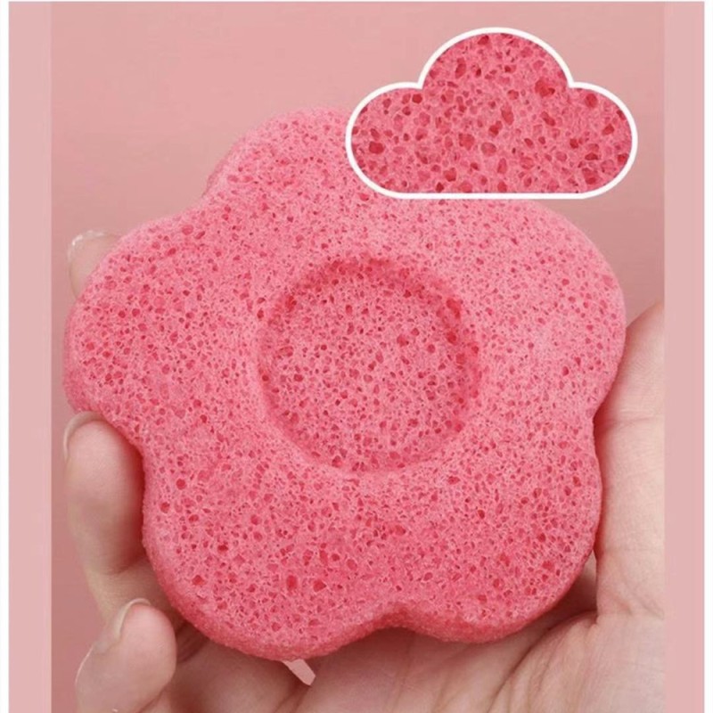 Konjac Sponge Supplier - Natural Flower Shape Konjac Face Cleaning Sponge Facial Exfoliator Puff