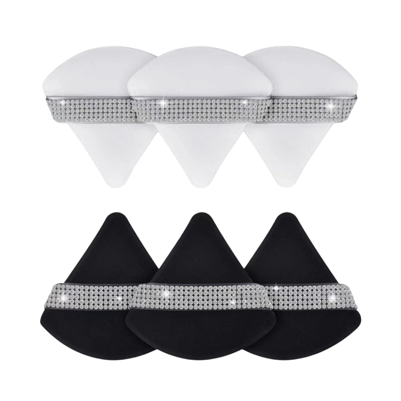 Diamond Powder Puff Factory - Pink Cue Diamond Triangle Ultra Soft Washable Velour Face Puff