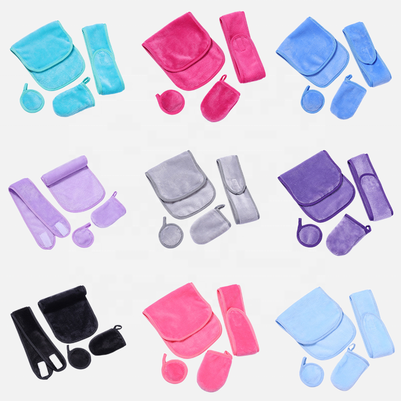 Makeup Remover Set Factory - Private Label Microfibre Makeup Remover Towels Pads Headband Set