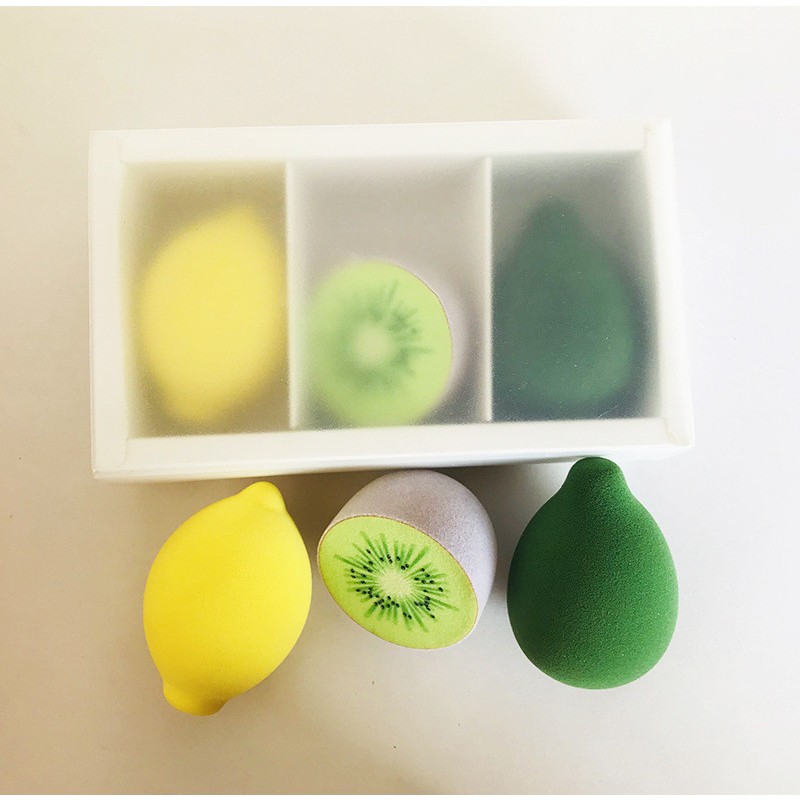 Fruit Blender Sponge Supplier - Wholesale 3 Pieces Lemon Avocado Pear Latex Free Set Packaging
