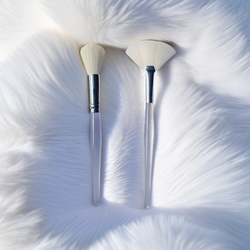 Mini Mask Applicator Supplier - Customized Logo Natural Bristle Facial Mask Fan Brush Set