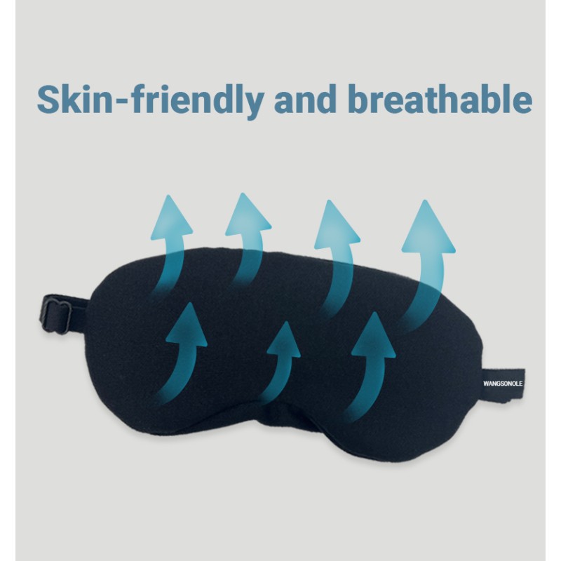 Black Sleep Mask Manufacturer - Custom Logo Black Cotton Sleep Mask with Elastic Strap Blackout