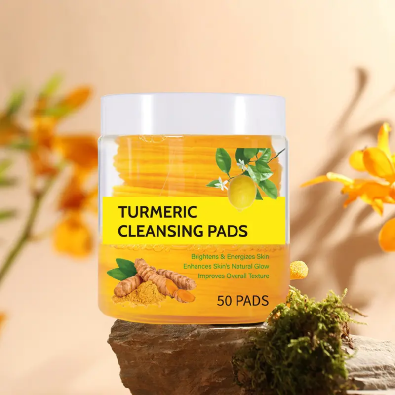 Cleansing Pads Factory - Private Label Natural Kojic Acid Turmeric Pads Facial Cleanser Pad 50 Pieces Turmeric Cleansing