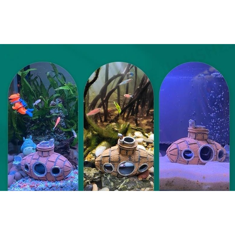 Aquarium Decoration Supplier - Submarine Theme Fish Hide Cave