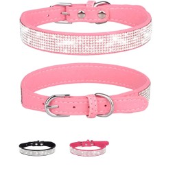 Rhinestone Dog Collar Factory - PU Leather with Metal Buckle Adjustable