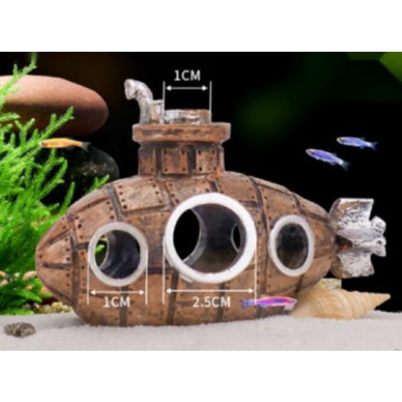 Aquarium Decoration Supplier - Submarine Theme Fish Hide Cave