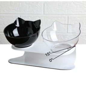 Elevated Pet Bowl Supplier - 15 Degree Double Bowl Feeder Stand
