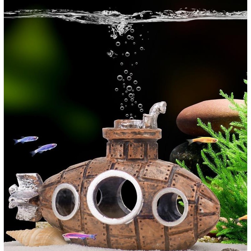 Aquarium Decoration Supplier - Submarine Theme Fish Hide Cave