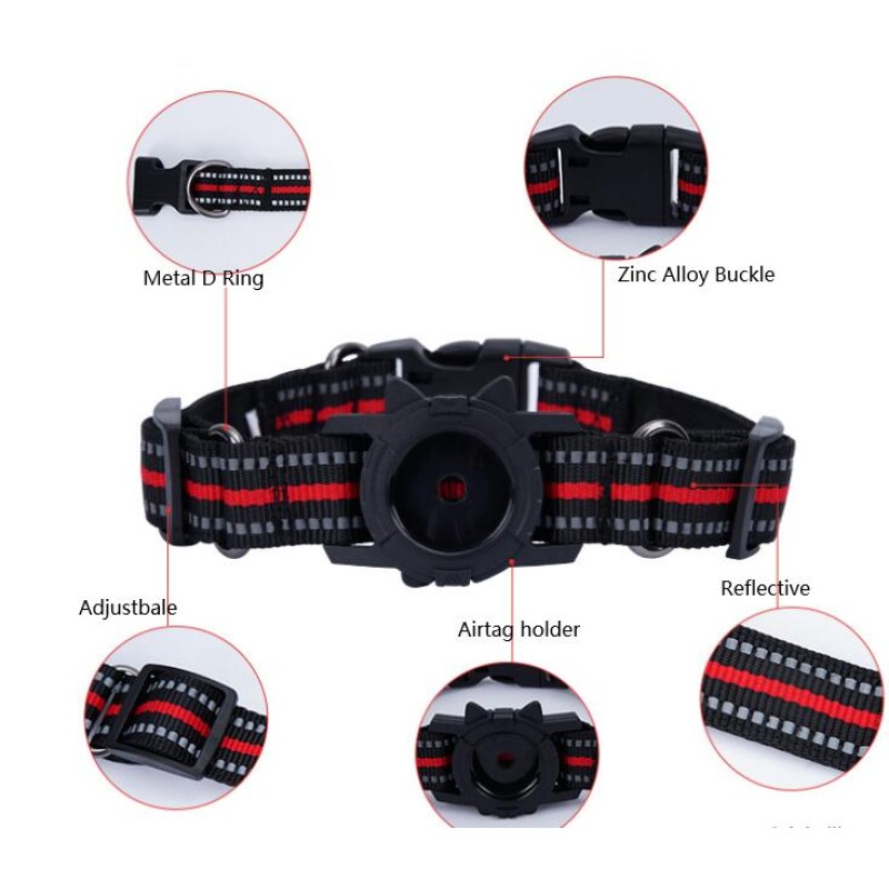 Dog Collar with Airtag Holder Factory - Heavy Duty Nylon Reflective