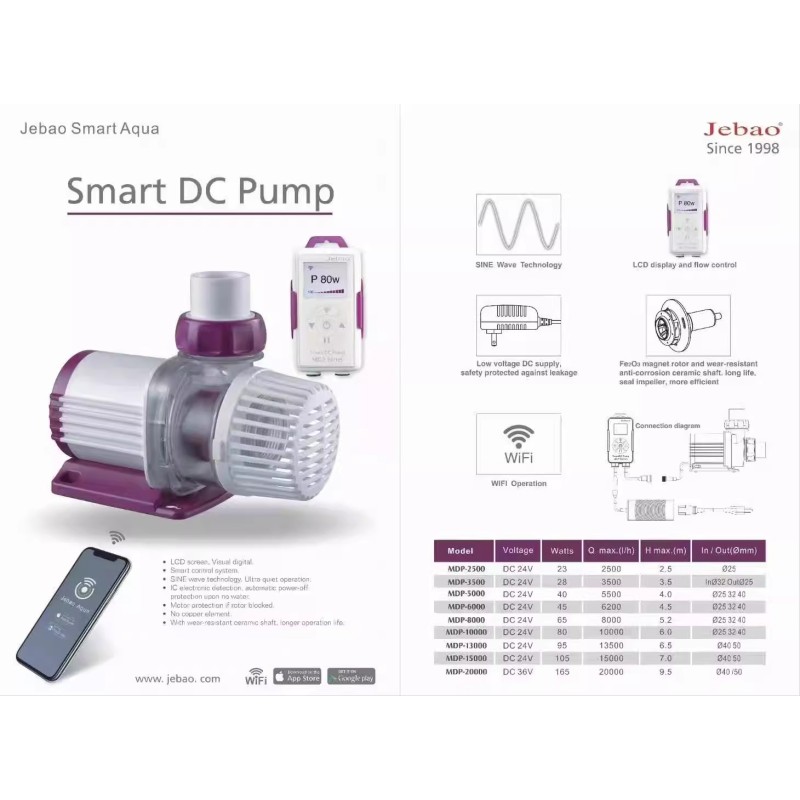 Water Pump Factory - Jebao MDP DC Submersible WiFi Pump