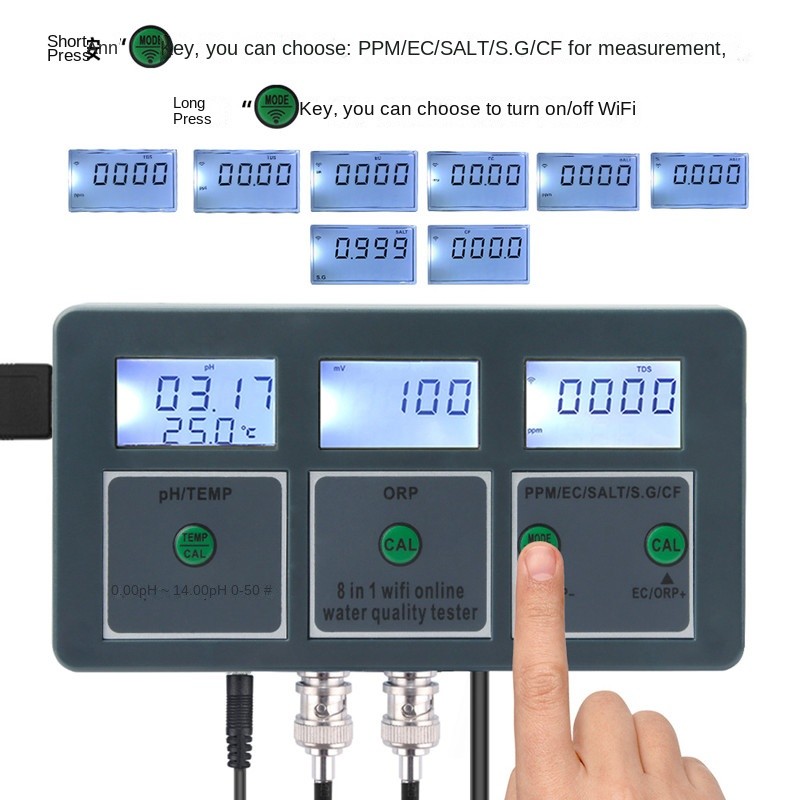 Water Quality Tester Manufacturer - WiFi 8 in 1 Online Detector