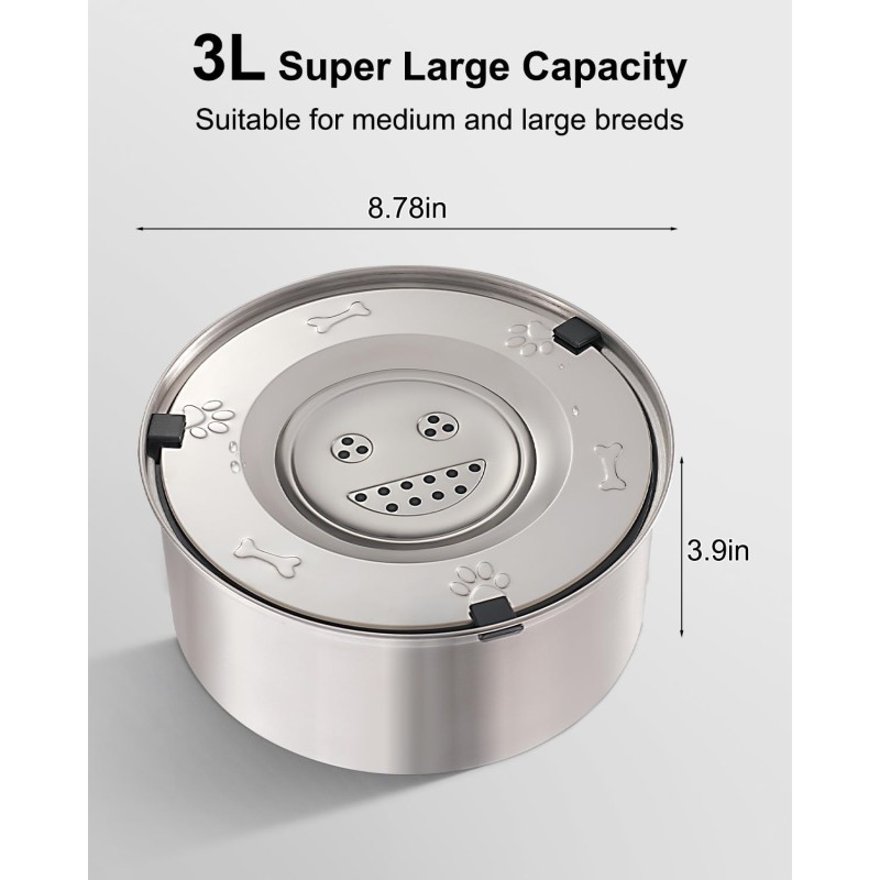Stainless Fountain Supplier - 3.5L with Level Window Multiple Pets