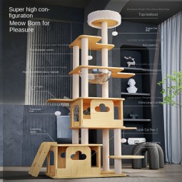 Cat Tree Factory - Solid Wood with Sisal Column Space Capsule Climbing Rack