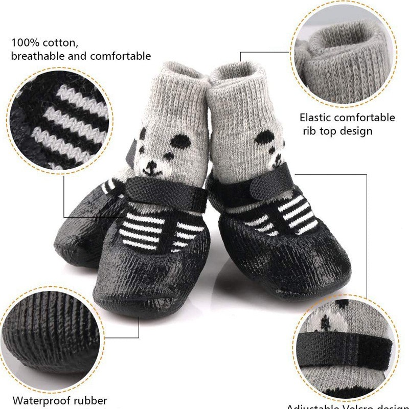 Pet Shoes Factory - Non-Slip Plastic Bottom Winter Dog Shoes Outdoor