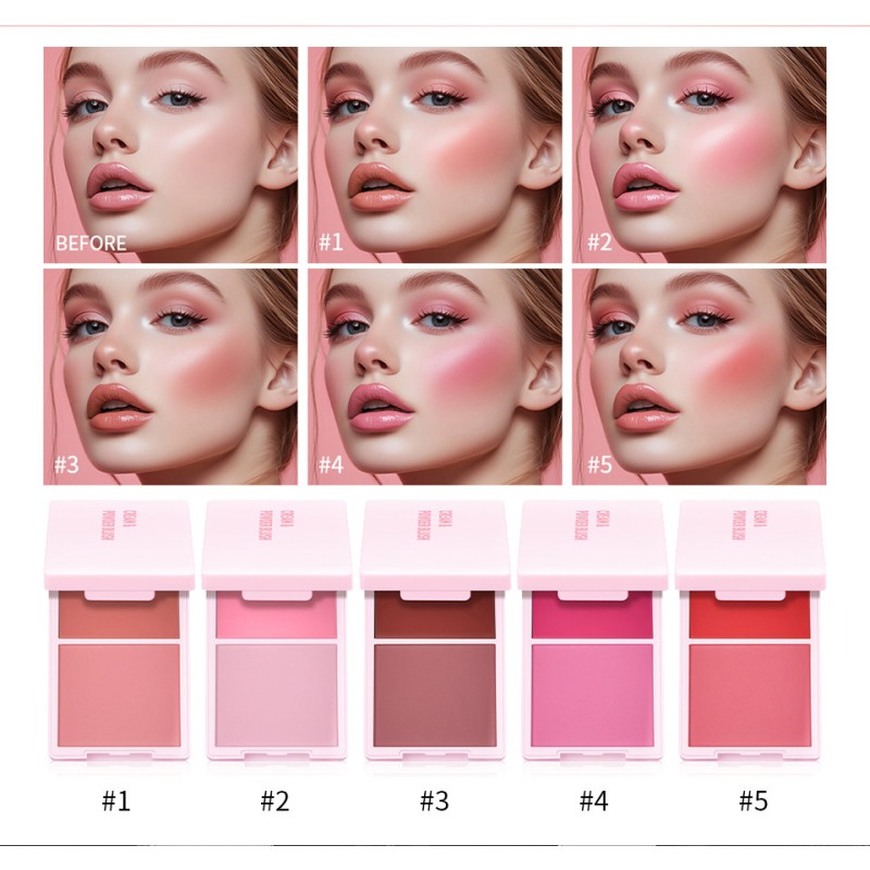 Blusher Duo Supplier - 2 in 1 Cream & Powder Blusher Long-Lasting Buildable