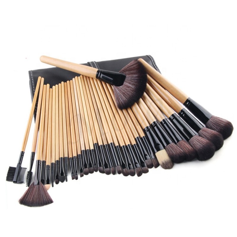 Makeup Brush Set Supplier - Pro Cosmetic Wood Handle 32 Pcs Brush Set
