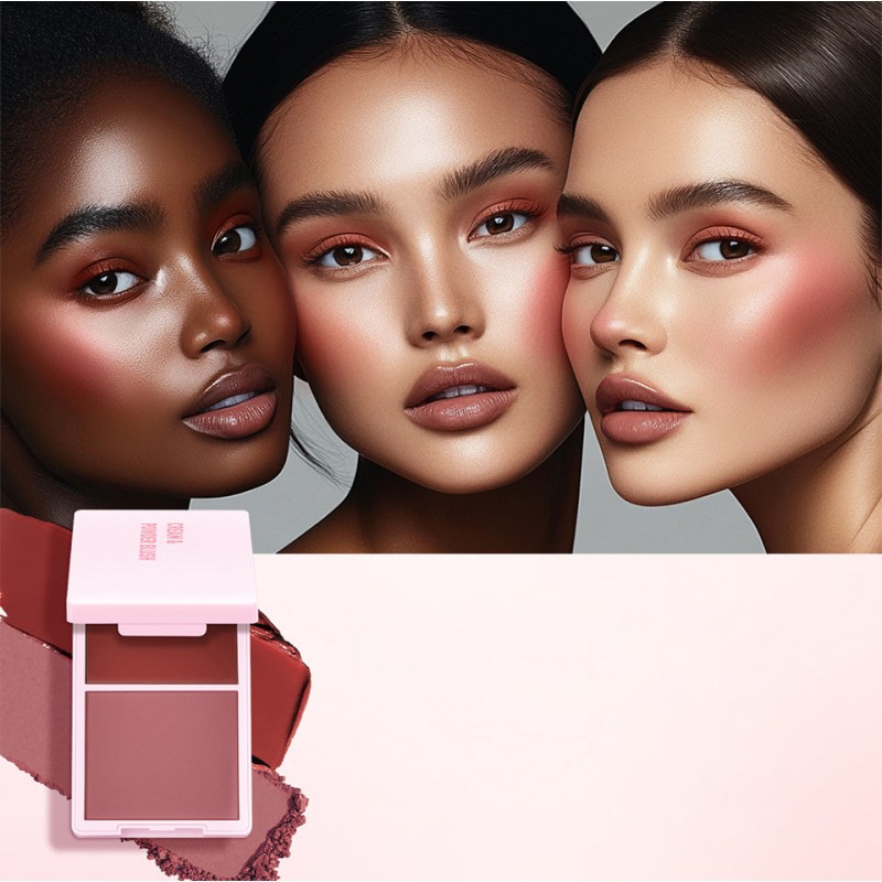 Blusher Duo Supplier - 2 in 1 Cream & Powder Blusher Long-Lasting Buildable