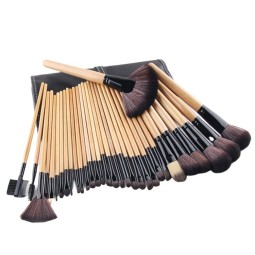 Makeup Brush Set Supplier - Pro Cosmetic Wood Handle 32 Pcs Brush Set