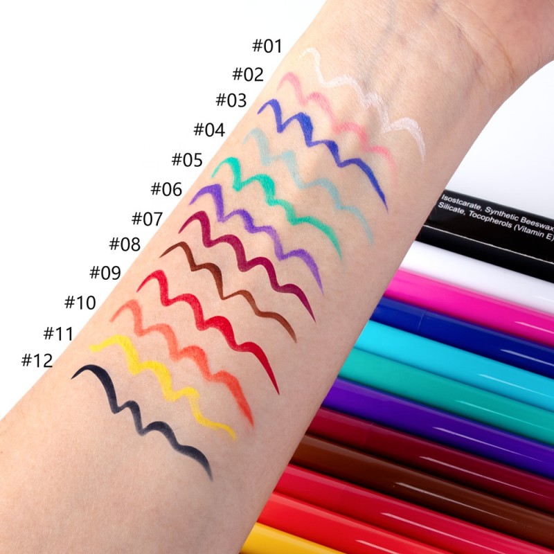 Eyeliner Pen Manufacturer - Customized 12 Colors Quick Dry Colorful Eyeliner