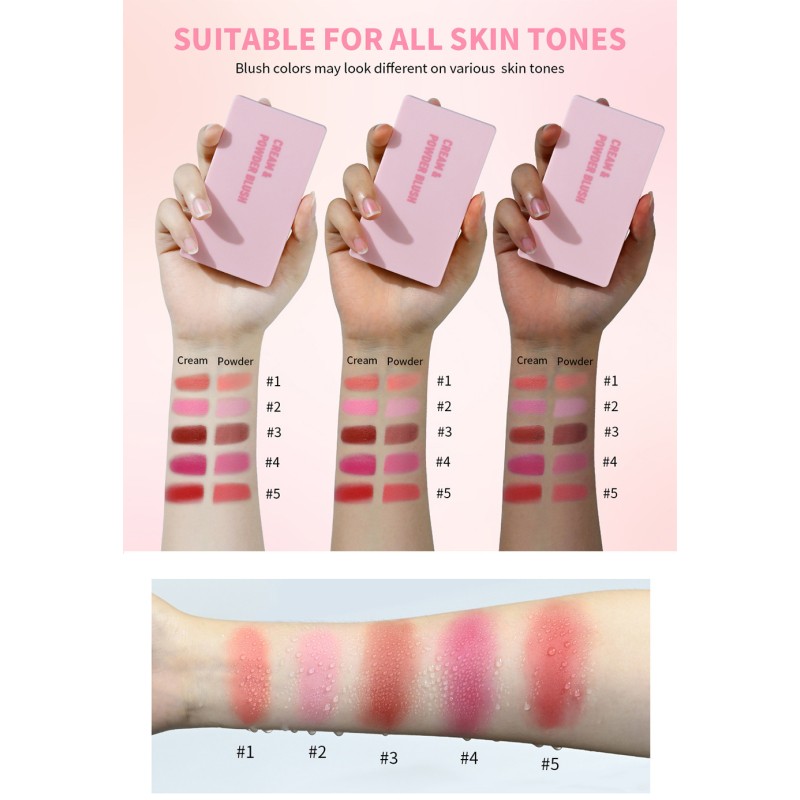 Blusher Duo Supplier - 2 in 1 Cream & Powder Blusher Long-Lasting Buildable