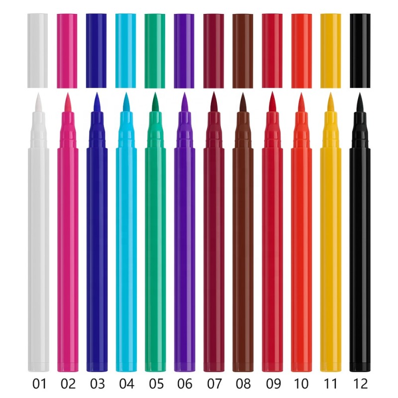 Eyeliner Pen Manufacturer - Customized 12 Colors Quick Dry Colorful Eyeliner