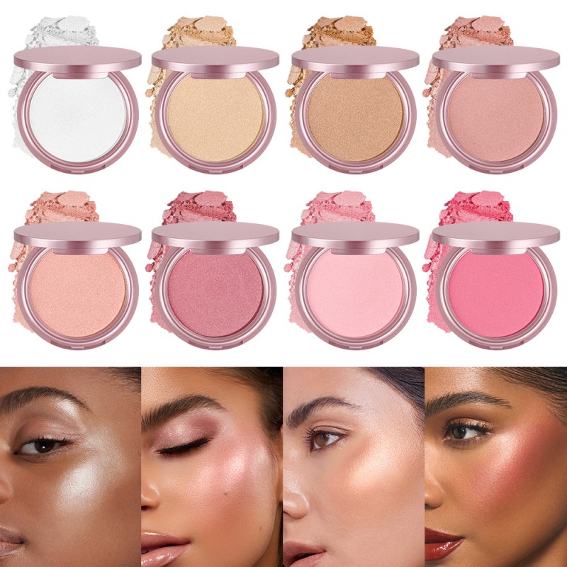 Blush Palette Supplier - Pink Rose Blush Highlighter Palette Shimmer Powder