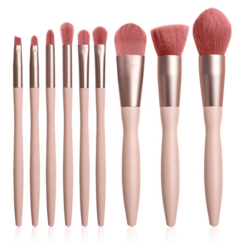 Travel Brush Set Factory - Hot Selling 9 Pcs Natural Mini Pink Portable