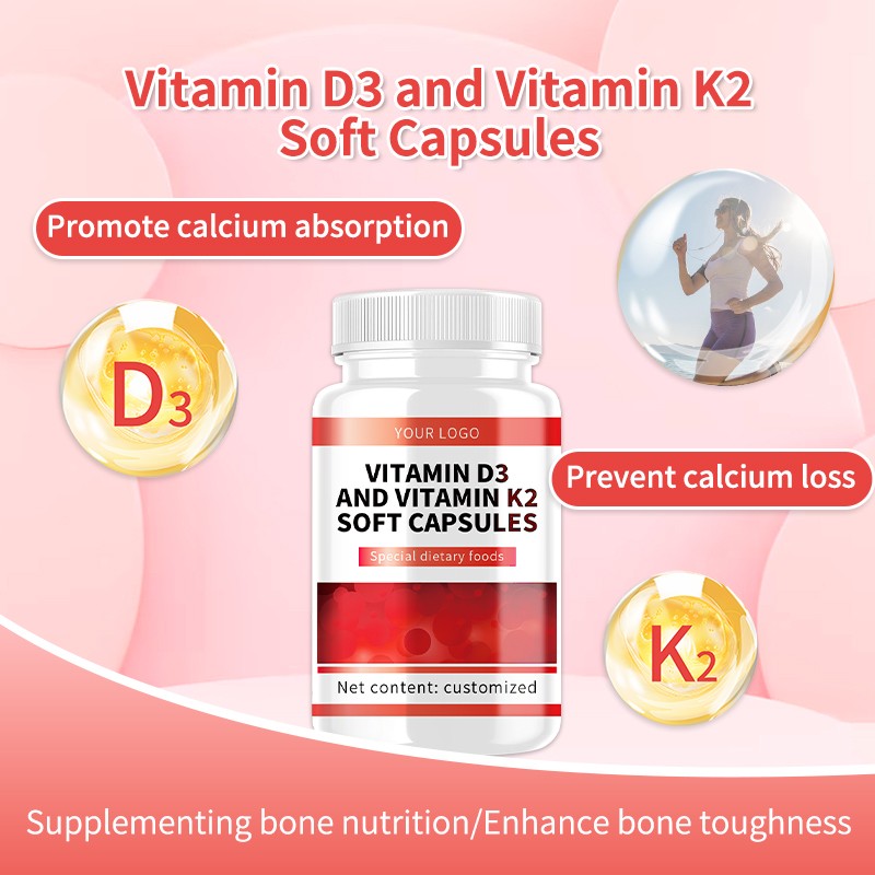 Vitamin D3 & K2 Soft Capsules Complex Vitamins Minerals Dietary Supplement Promotes Calcium Absorption Prevents Calcium Loss