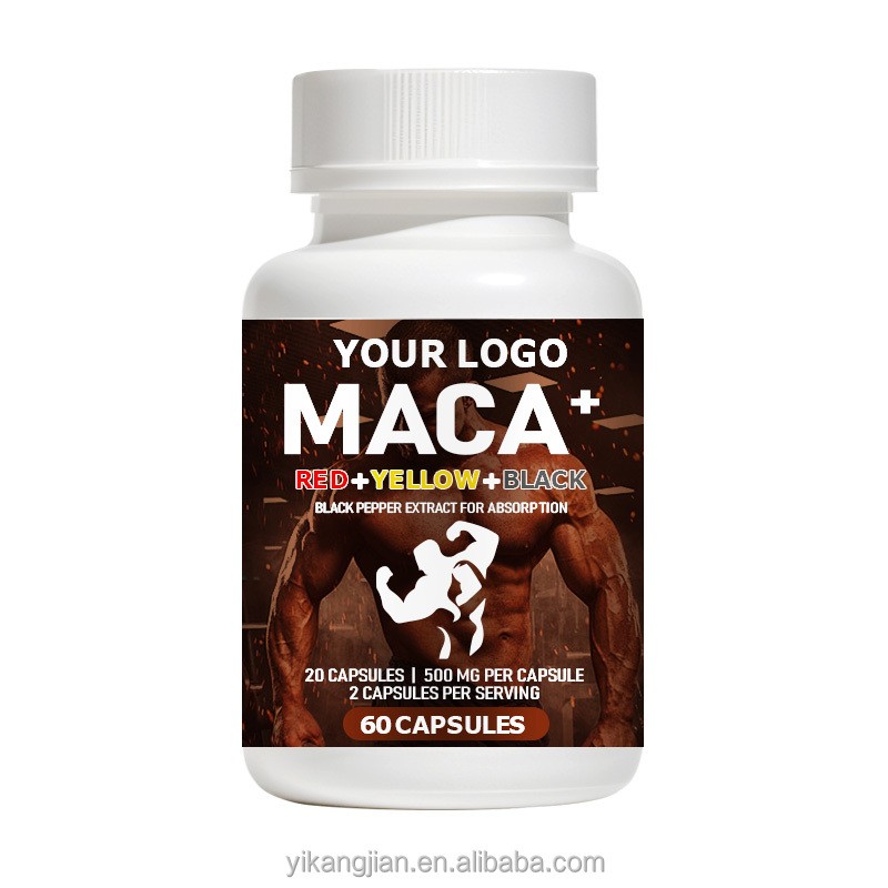 Private Label Organic Peruvian Black Maca Root Extract Capsules Fertility Booster Factory Direct