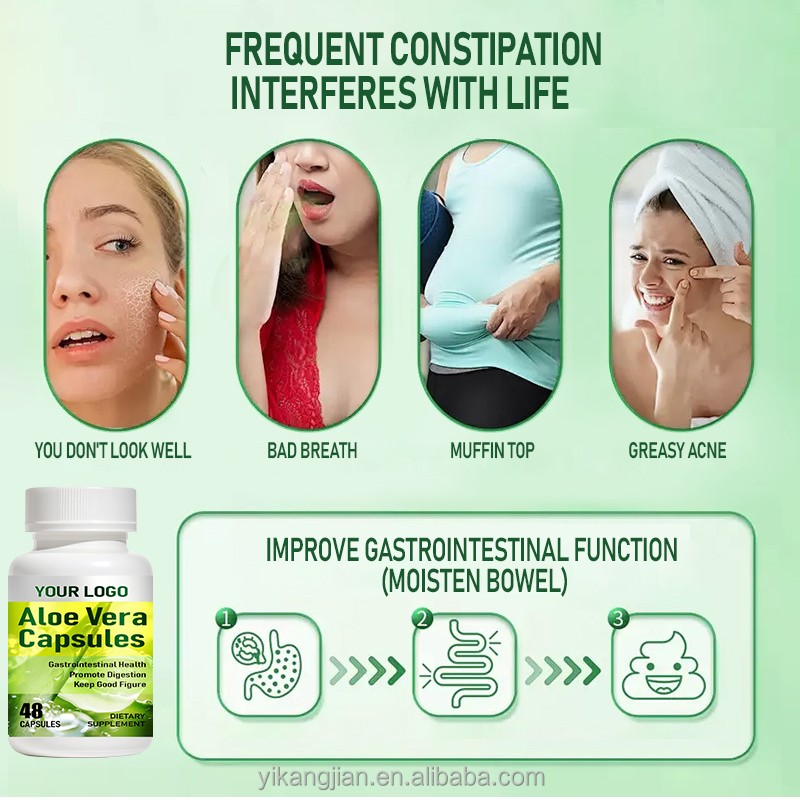 OEM Custom Aloe Vera Extract Weight Loss Fat Burning Supplement Aloe Emodin Capsules Manufacturer for Digestive Health