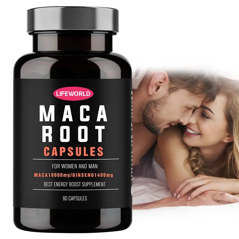 OEM ODM Custom Black Red Yellow Maca Root Powder and Capsules Manufacturer for Men Health Supplement
