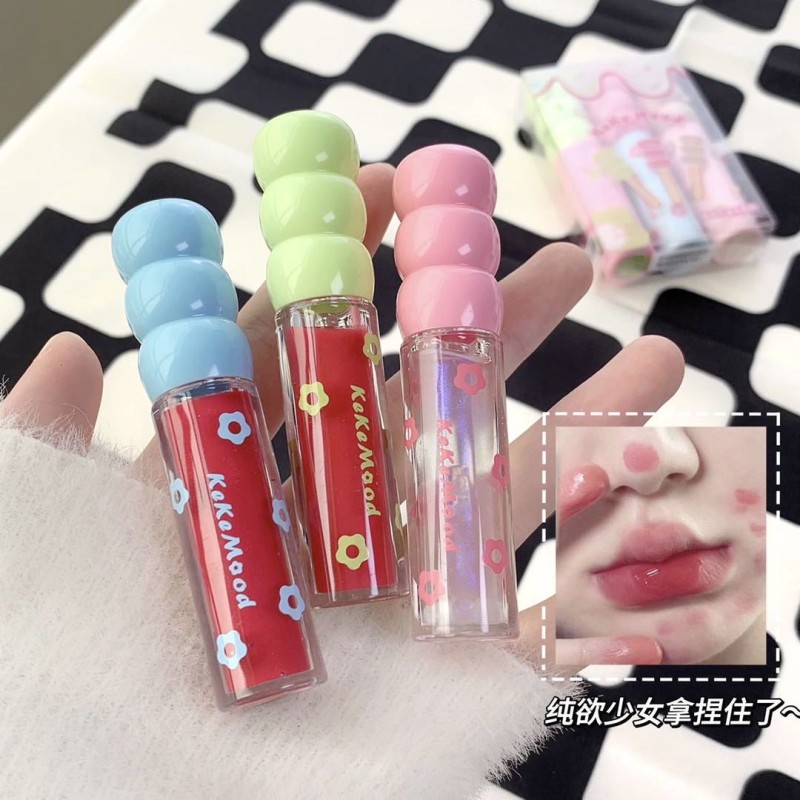 Lip Glaze Set Supplier - Factory Price Kekemood Candied Haws Matte Mirror 3pcs Pack