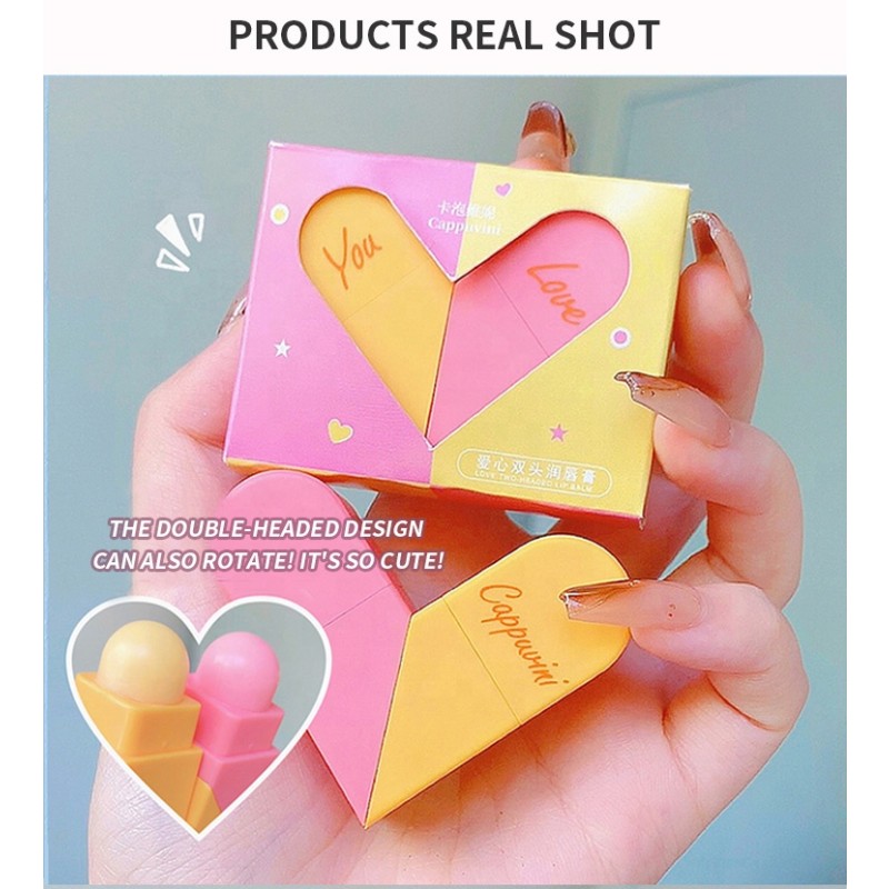 Heart Shape Lip Balm Manufacturer - Cappuvini Moisturizing Lovely Heart Shape Hydrating 2 Head
