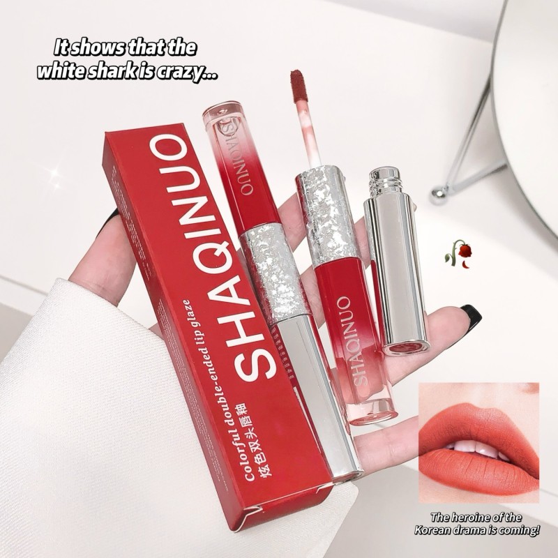 Lip Gloss Manufacturer - Factory Price Double-Headed Red Festive Matte Mirror