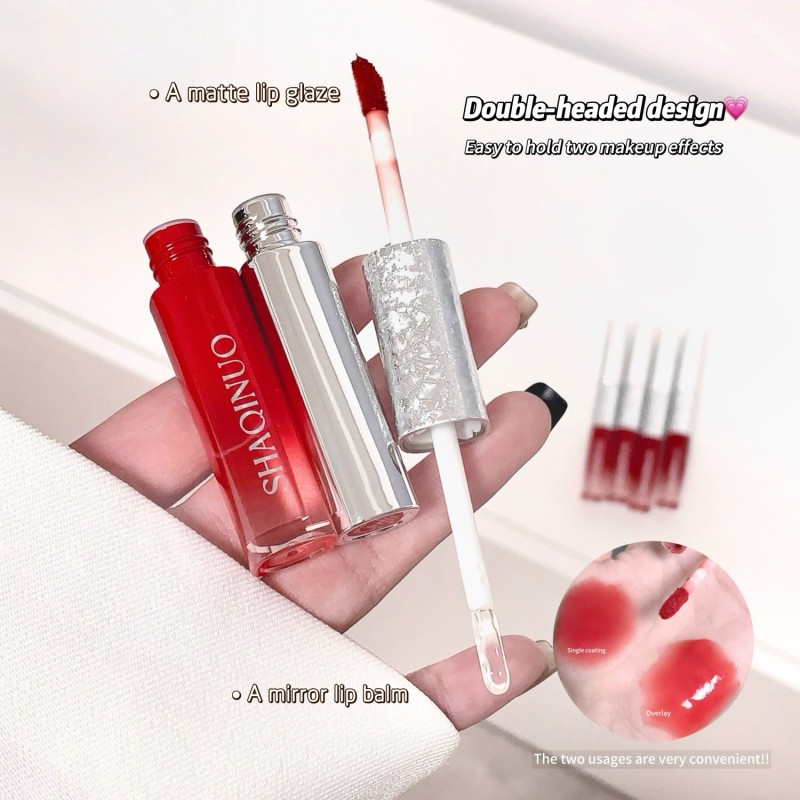 Lip Gloss Manufacturer - Factory Price Double-Headed Red Festive Matte Mirror